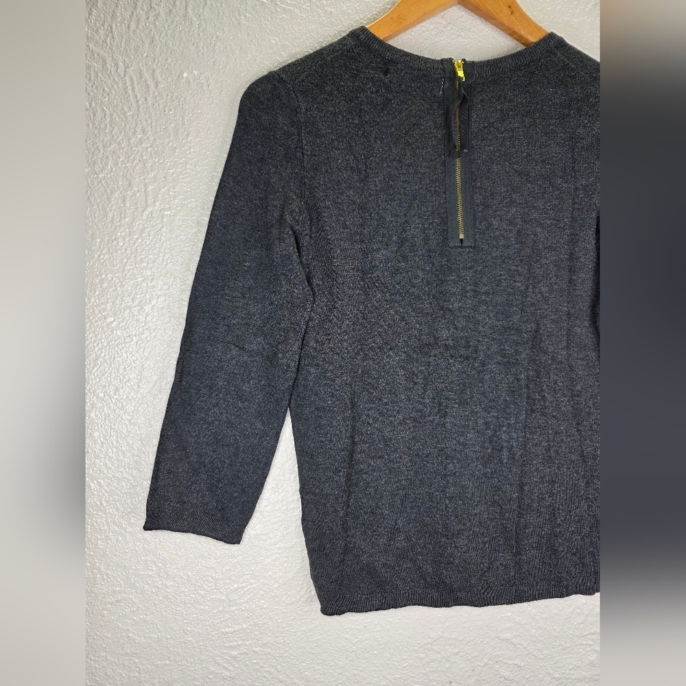 Nwt Philosophy Women's Crew Neck Sweater 3/4 Sleeve Pull Over Charcoal Gray Smal - Picture 9 of 16